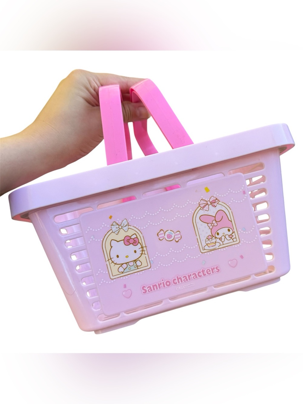Sanrio Hello Kitty My Melody Pastel Pink Kawaii Mini Storage Shopping Basket